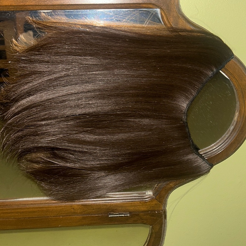 Brown 10” halo hair extension with clips